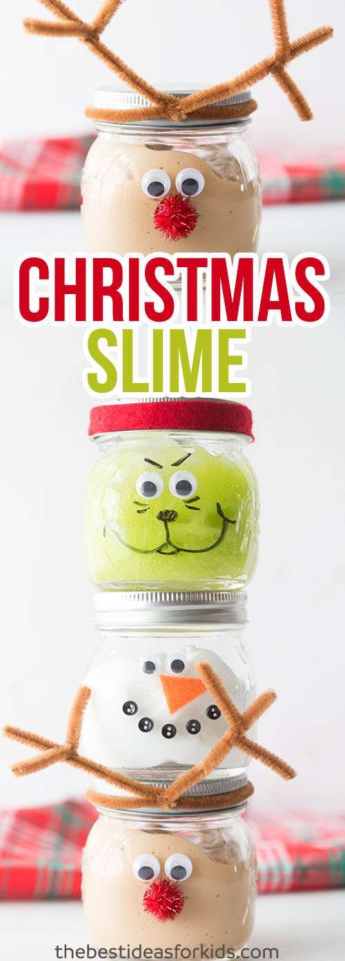 Christmas slime in a mason jar is an awesome gift for kids