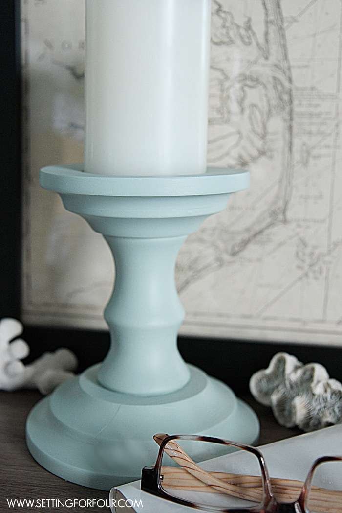 DIY painted dollar store farmhouse candle sticks