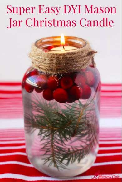 Easy DIY christmas candle in a mason jar