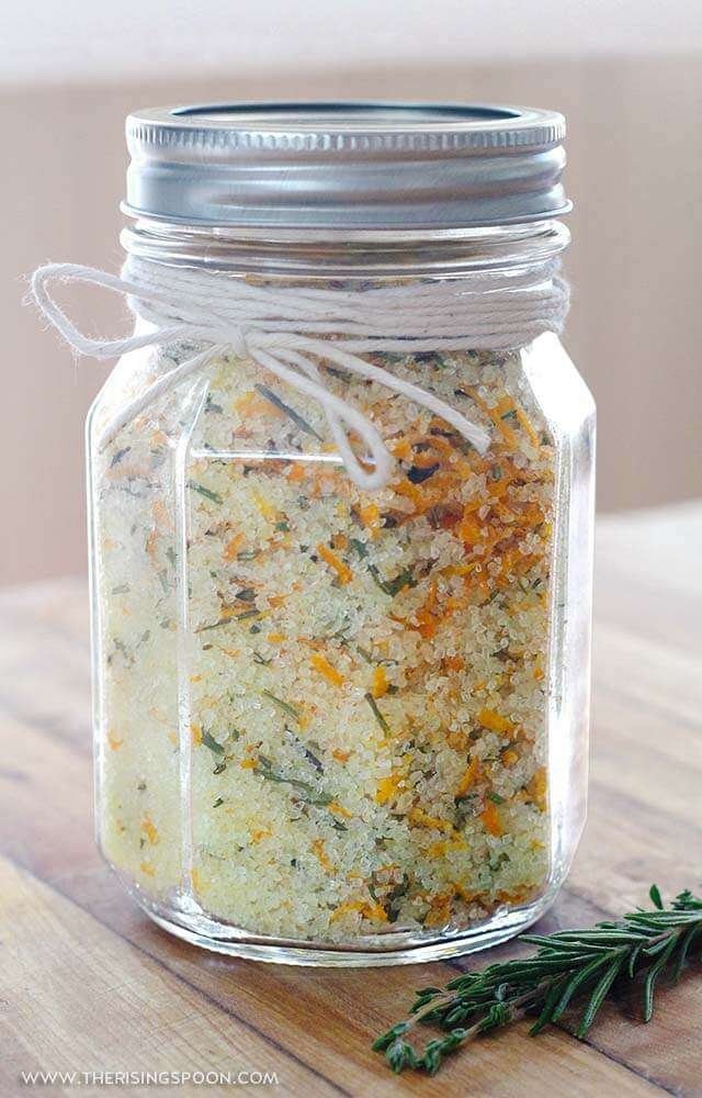 salt baths in a mason jar as a relaxing christmas gift idea