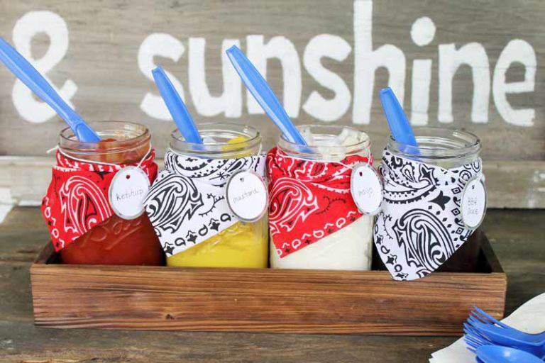 DIY Mason jar centerpiece condiment jars