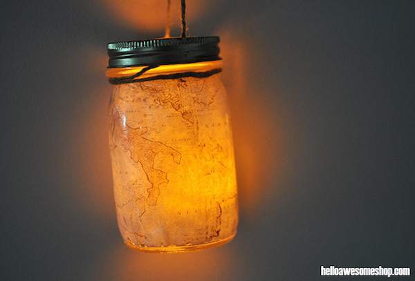 DIY Mason jar map lamp!