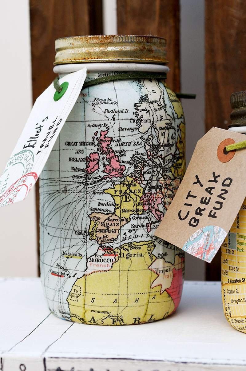 Mason Jar DIY map so cute and clever