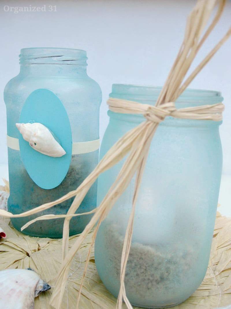 make hurricane glass mason jar centerpieces